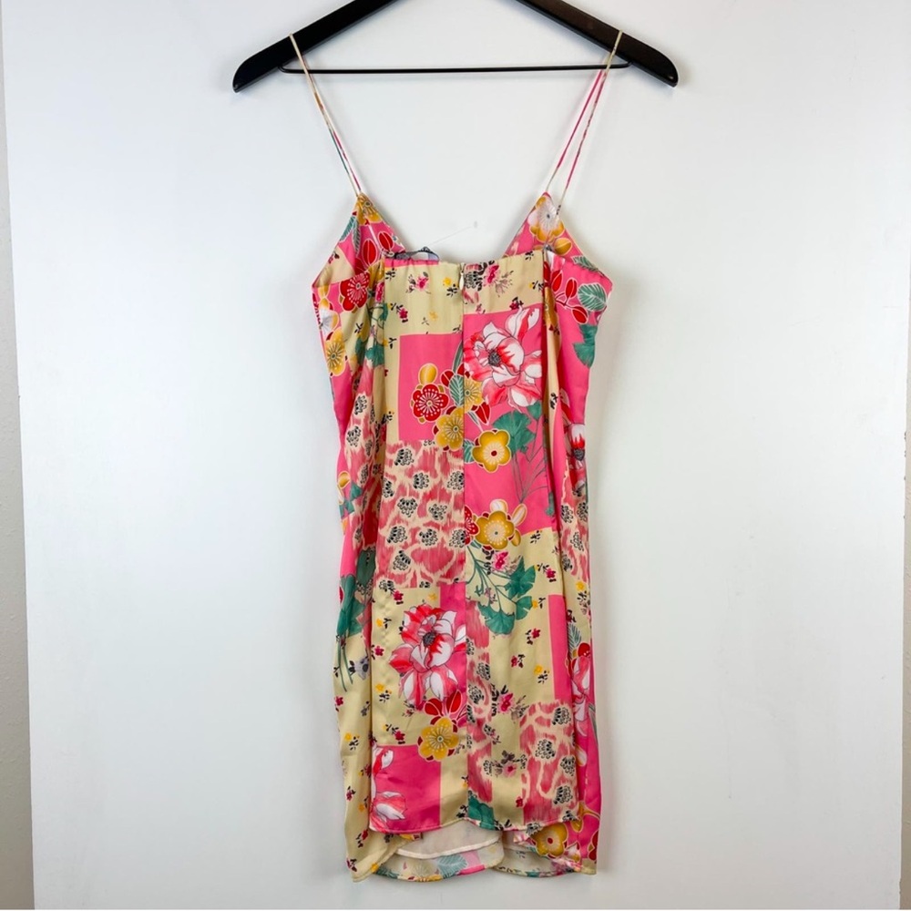 Zara (XS) Floral Mini Dress Pink Polyester - Picture 2 of 8
